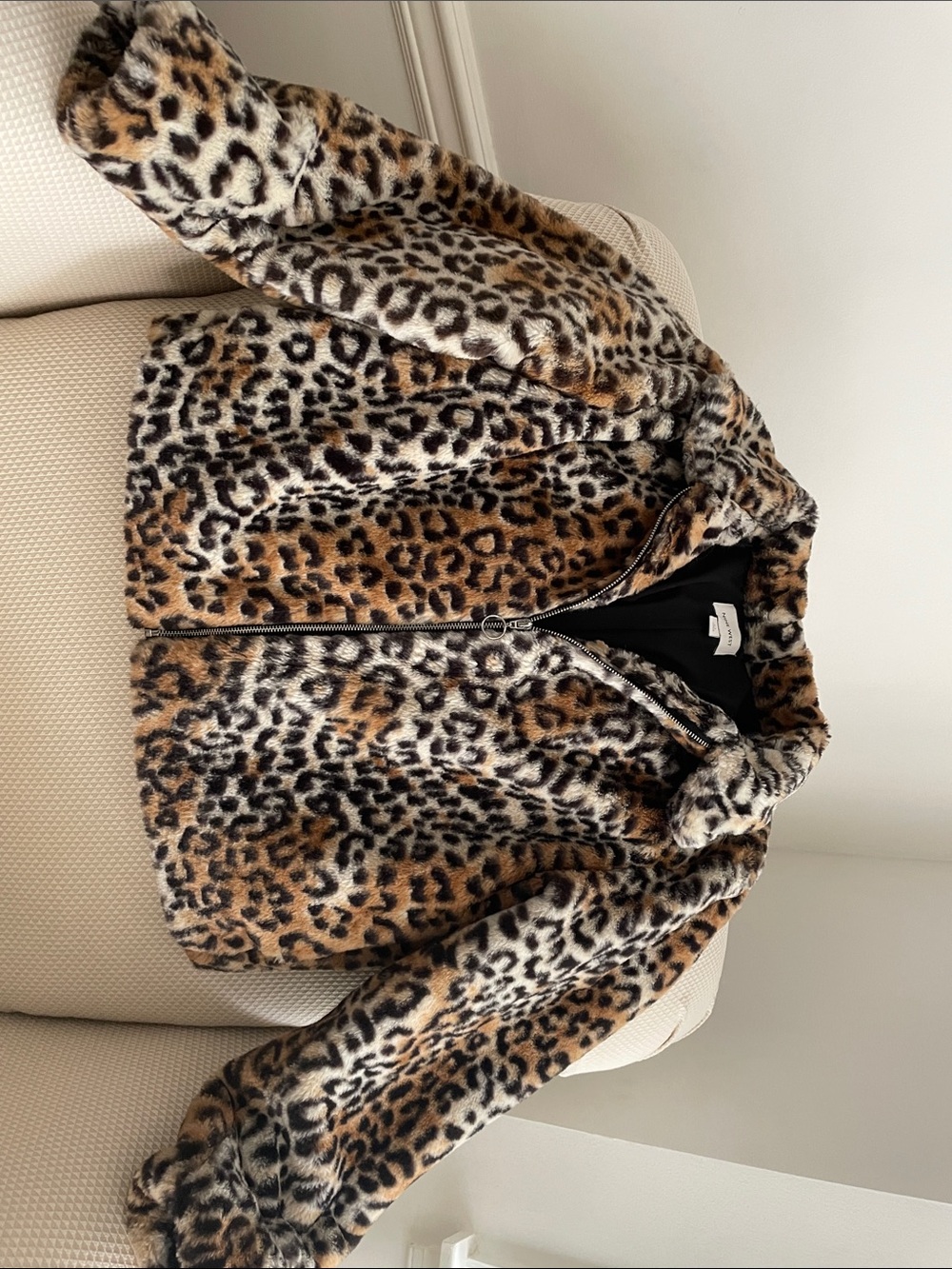 Nine West Leopard Print Teddy Jacket in Brown and Black